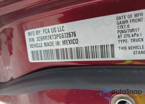 2023 Ram 1500 Classic Tradesman 4X4 5'7 Box from USA, damaged, VIN 3C6RR7KT3PG672676